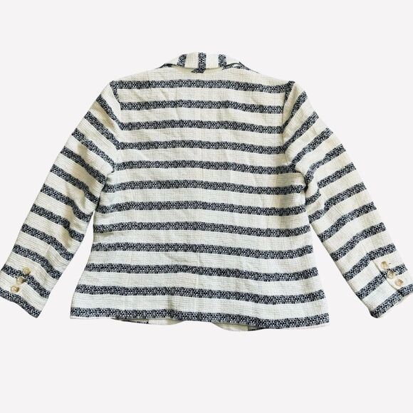 Lucky Brand Blaine Blazer Women’s size XL Striped Cream Navy Blue - Picture 6 of 12
